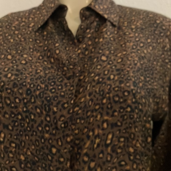 Vintage Blouse Allison Taylor Silk Leopard Print Long Sleeve Brown 
Bin#1 - Picture 4 of 9